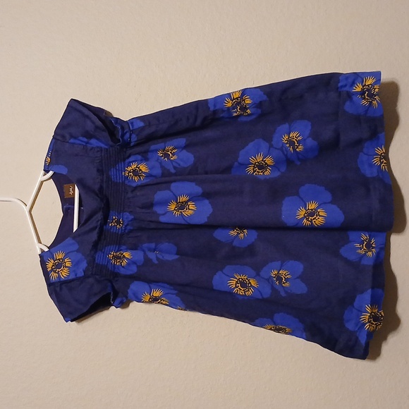 Tea Collection Other - Tea Collection Girl's Cotton Dress Smocked Bodice Blue with Sunflowers Size 4T